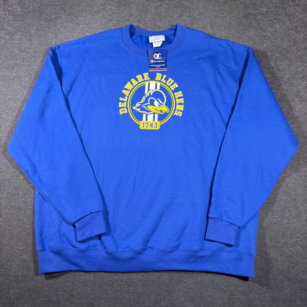 Champion Pullover Sweatshirt Mens 2XL Blue Delaware Blue Hens Fleece Crewneck